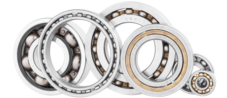 A collection of aircraft ball bearings shown on edge