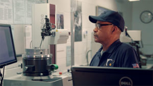 Schatz Bearing worker testing the quality of bearings